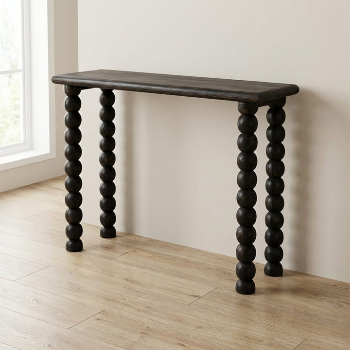 Mid-Century Modern Soba Ball Console - Entryway & Hallway Table in Solid Mango Wood - main view showing handcrafted solid...