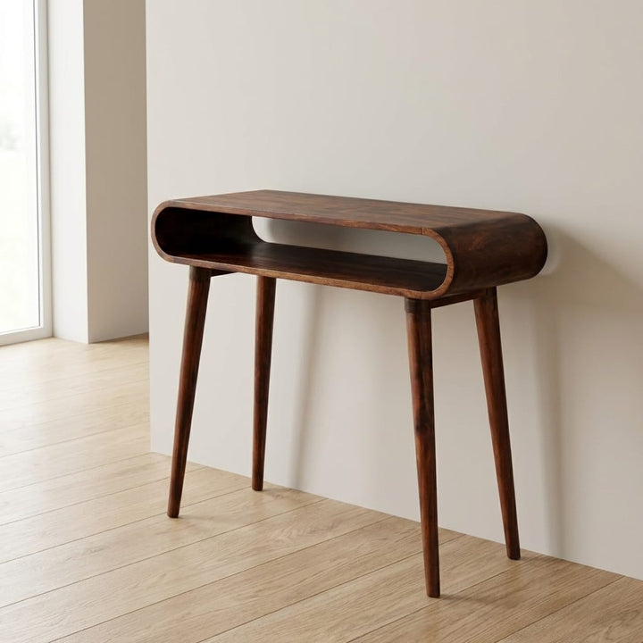 Nordic Amaya Style Console Table - Solid Mango Wood Hallway Console for Entryway - main view showing handcrafted solid...