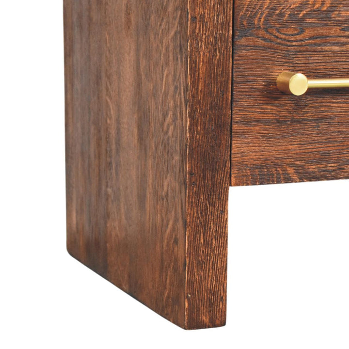 Copenhagen 2-Drawer Nightstand - Solid Mango Wood Bedside Table for Bedroom - product view 7 showing handcrafted solid...
