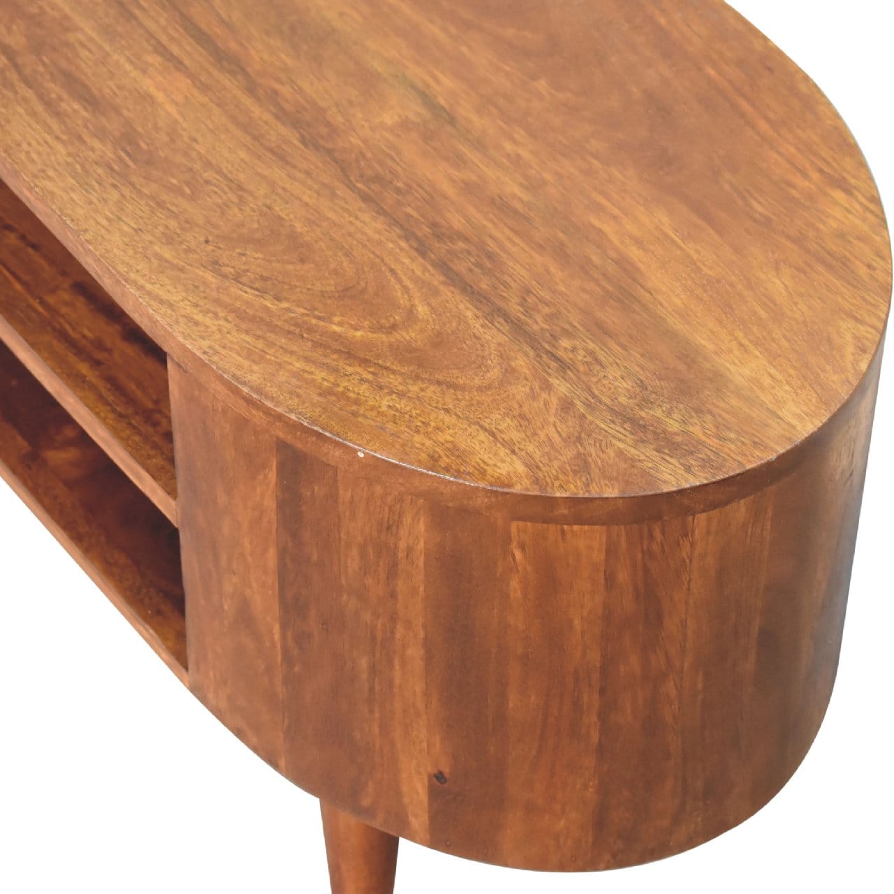Cortez Chestnut TV Stand - Solid Mango Wood Entertainment Center for Living Room - product view 8 showing handcrafted...