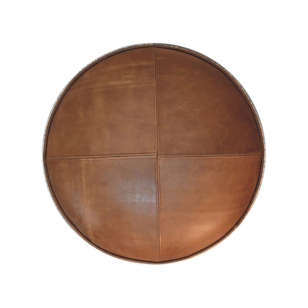 Cream Boucle Buffalo Footstool - Solid Mango Wood Accent Stool for Living Room - product view 7 showing handcrafted solid...