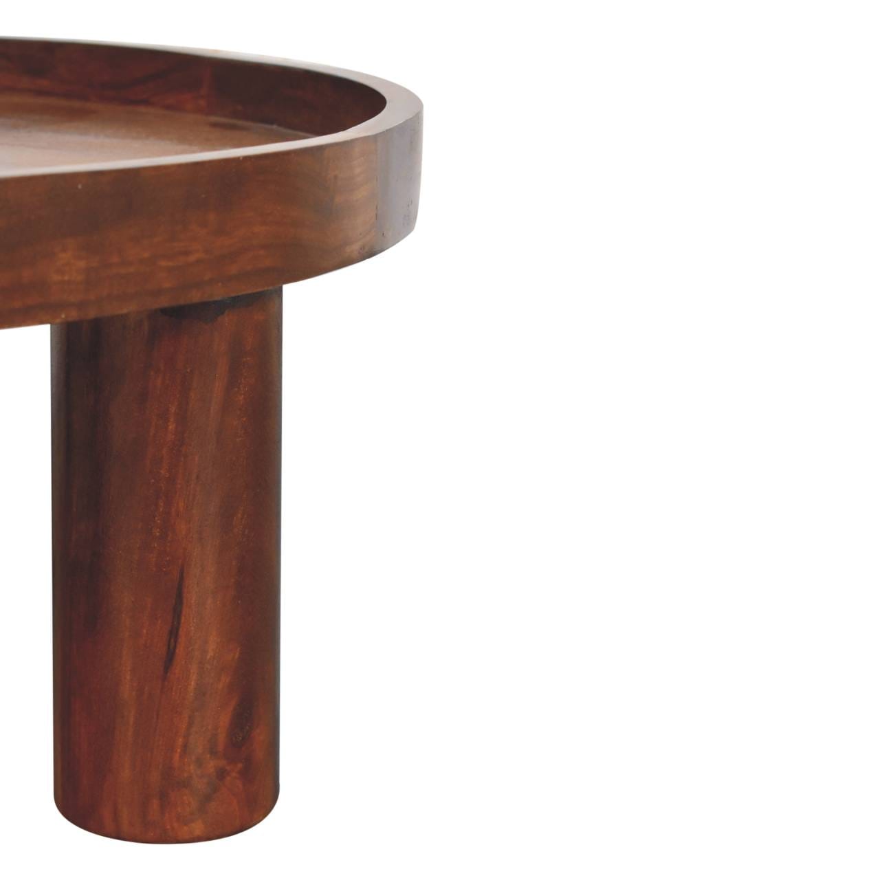 Crescent Chestnut Coffee Table - Solid Mango Wood Center Table for Living Room - product view 9 showing handcrafted solid...