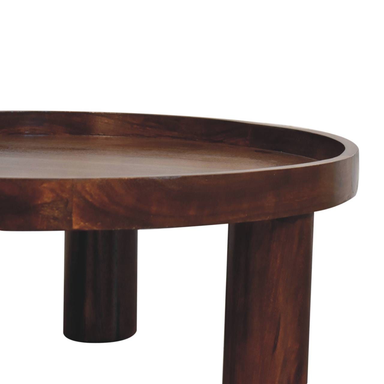 Crescent Chestnut Coffee Table - Solid Mango Wood Center Table for Living Room - product view 8 showing handcrafted solid...