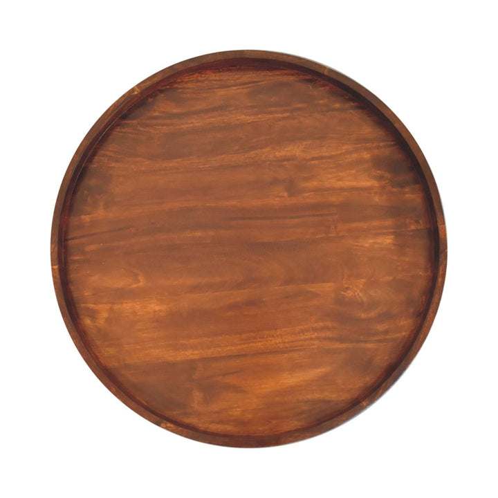 Crescent Chestnut Coffee Table - Solid Mango Wood Center Table for Living Room - product view 7 showing handcrafted solid...