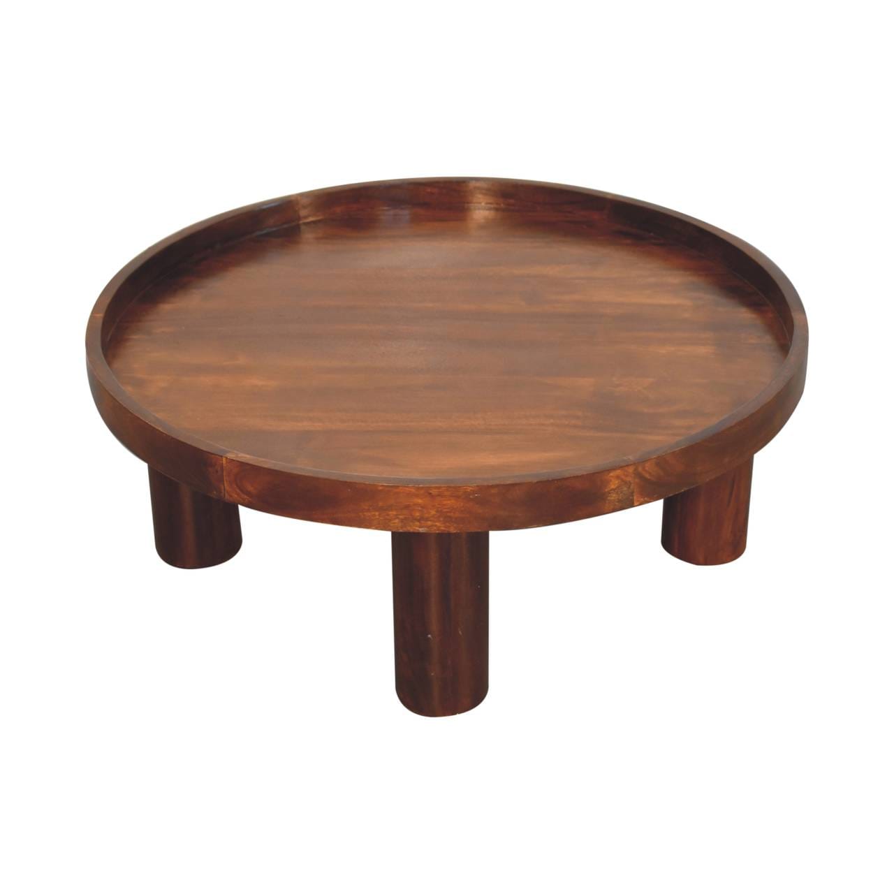 Crescent Chestnut Coffee Table - Solid Mango Wood Center Table for Living Room - product view 5 showing handcrafted solid...