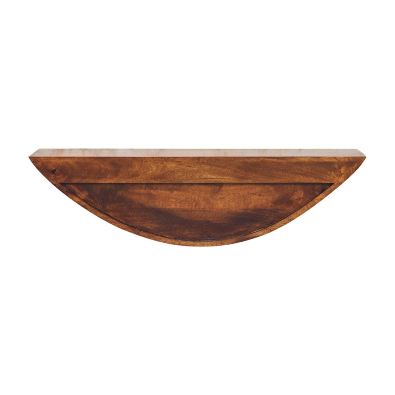 Crescent Floating Floating Shelf - Solid Mango Wood Wall Shelf for Living Room - product view 9 showing handcrafted solid...