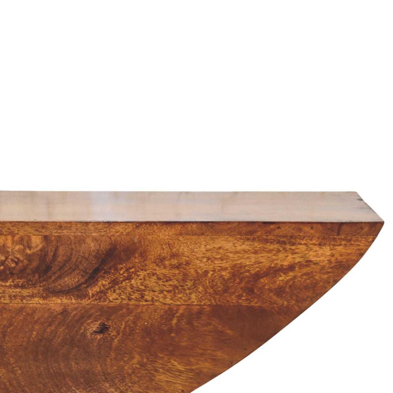 Crescent Floating Floating Shelf - Solid Mango Wood Wall Shelf for Living Room - product view 5 showing handcrafted solid...