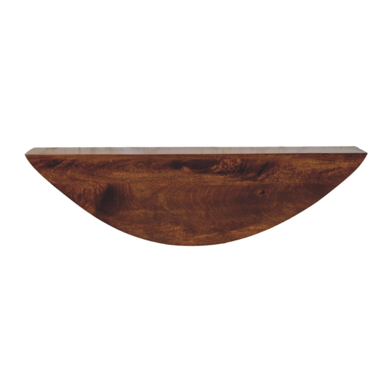 Crescent Floating Floating Shelf - Solid Mango Wood Wall Shelf for Living Room - product view 2 showing handcrafted solid...