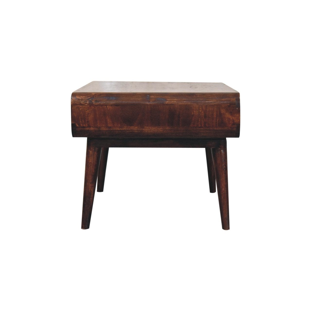Curved California Walnut Coffee Table - Solid Mango Wood Center Table for Living Room - product view 9 showing...