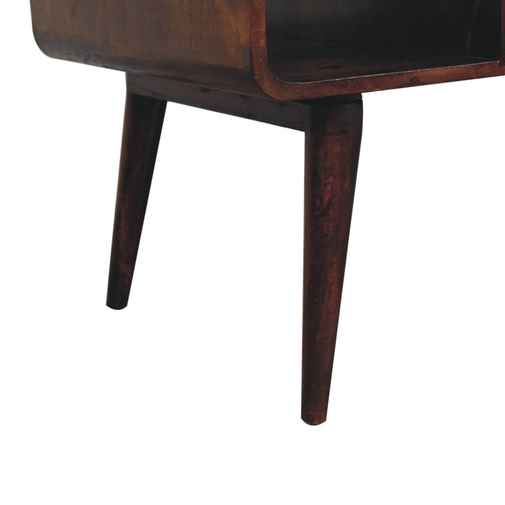Curved California Walnut Coffee Table - Solid Mango Wood Center Table for Living Room - product view 8 showing...