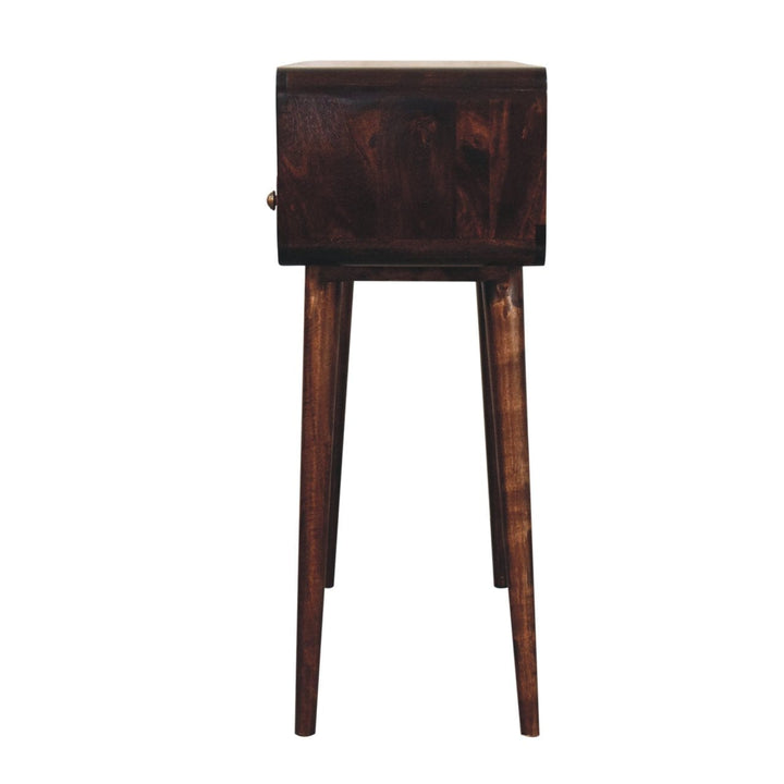 Curved California Walnut Console Table - Solid Mango Wood Hallway Console for Entryway - product view 9 showing...