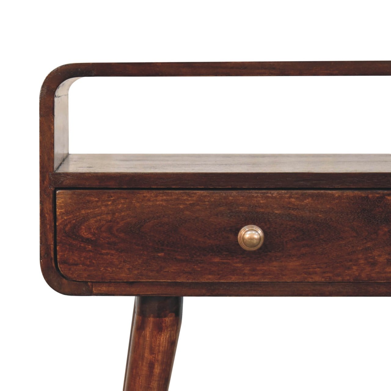 Curved California Walnut Console Table - Solid Mango Wood Hallway Console for Entryway - product view 5 showing...
