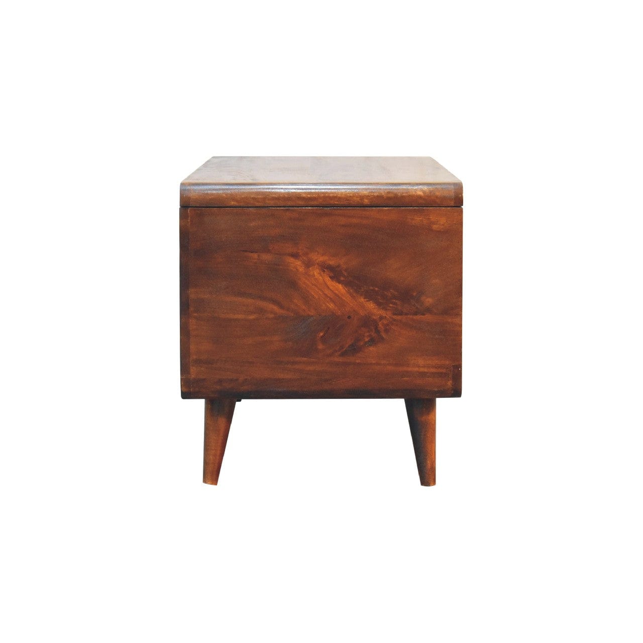 Curved Chestnut Blanket Box - Solid Mango Wood Storage Trunk for Bedroom - product view 8 showing handcrafted solid mango...