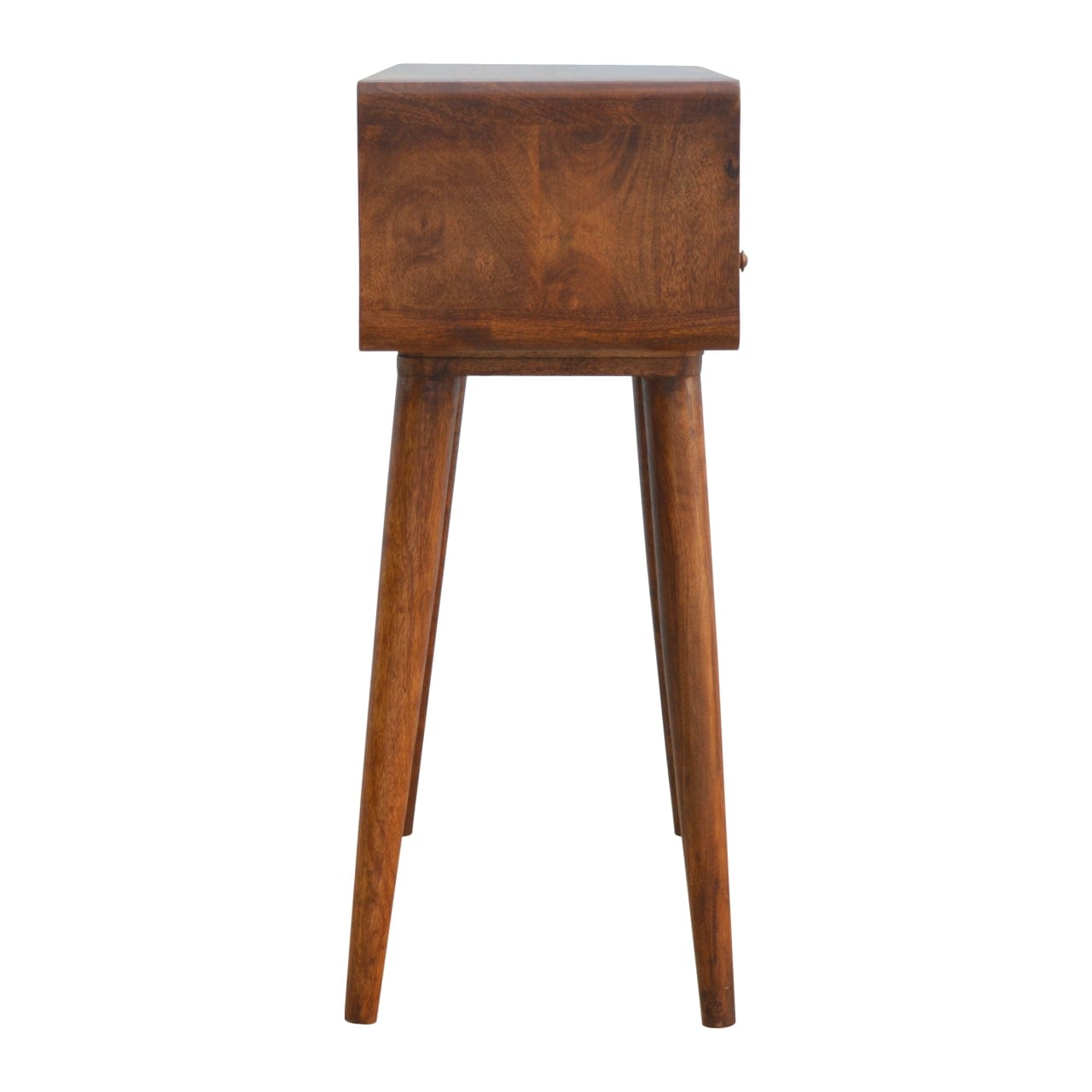 Curved Chestnut Console Table - Solid Mango Wood Hallway Console for Entryway - product view 9 showing handcrafted solid...