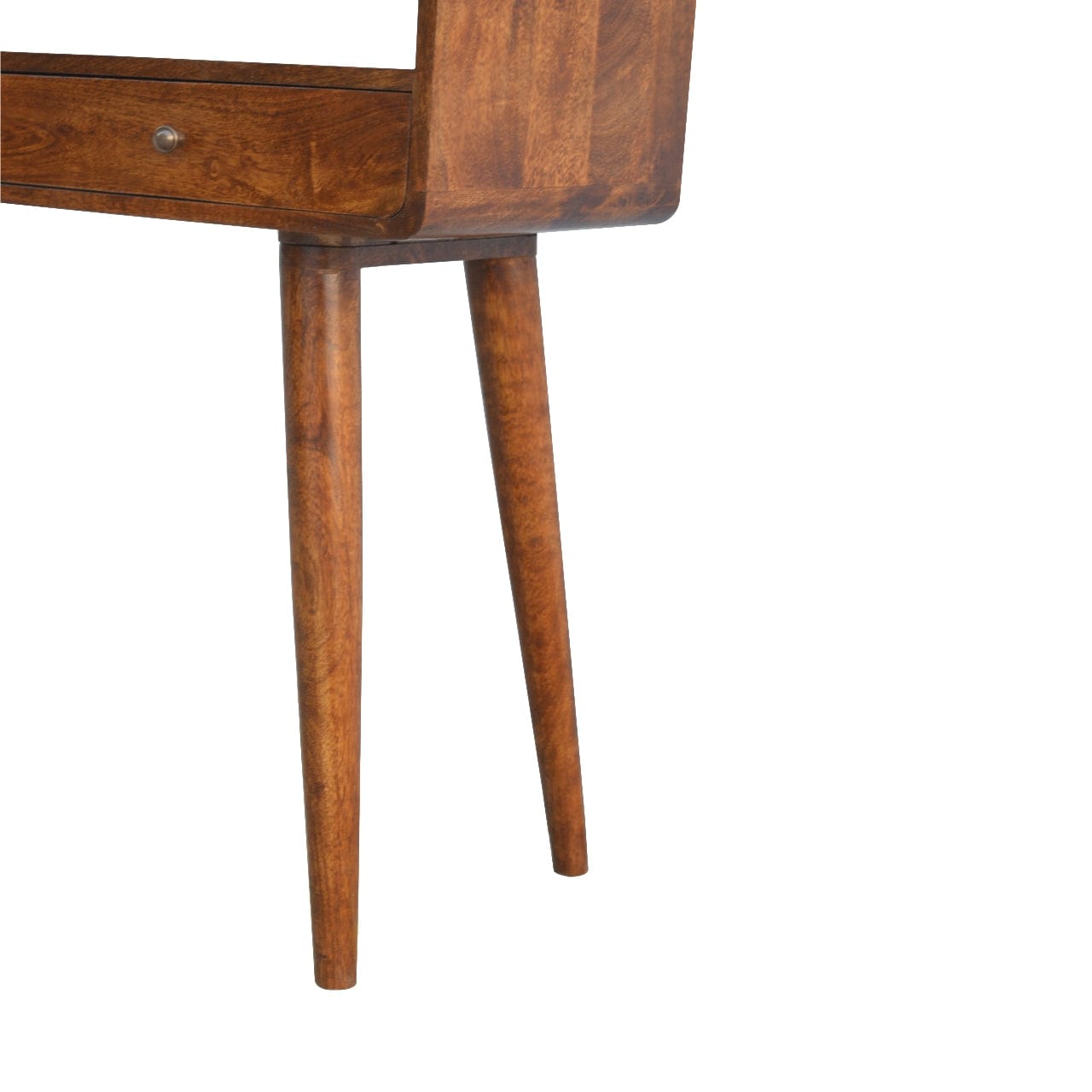 Curved Chestnut Console Table - Solid Mango Wood Hallway Console for Entryway - product view 8 showing handcrafted solid...