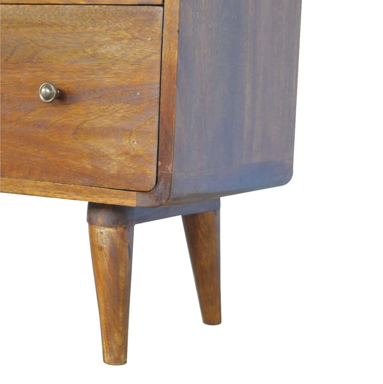 Curved Chestnut Dresser - Solid Mango Wood Storage Chest for Bedroom - product view 8 showing handcrafted solid mango...