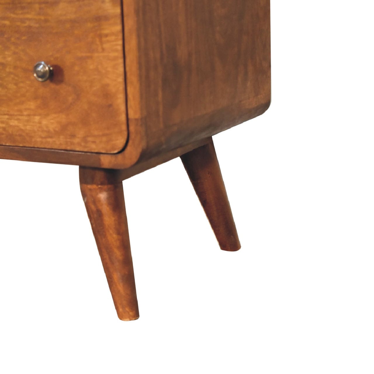 Curved Chestnut Dresser - Solid Mango Wood Storage Chest for Bedroom - product view 8 showing handcrafted solid mango...