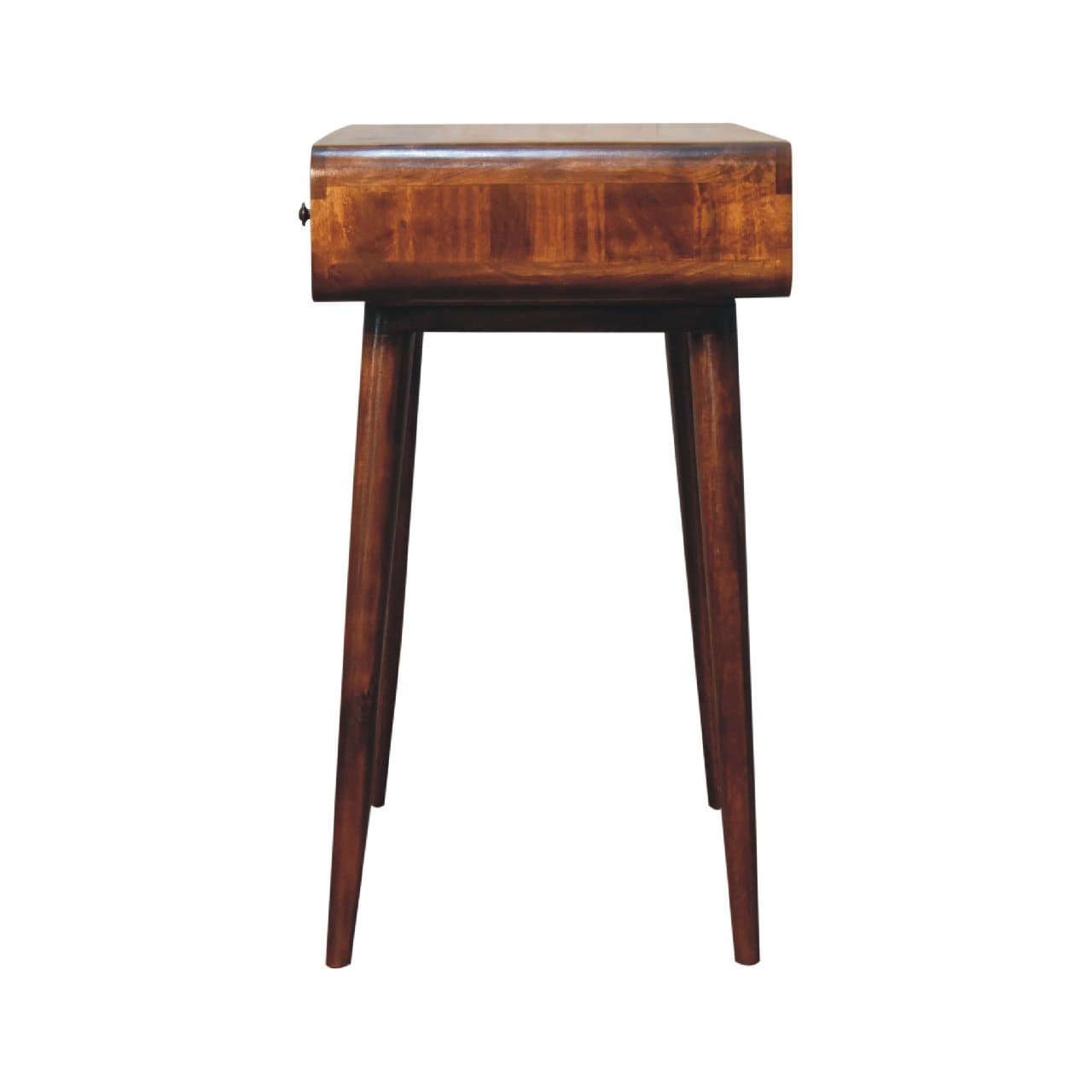 Curved Chestnut Writing Desk - Solid Mango Wood Writing Table for Home Office - product view 9 showing handcrafted solid...