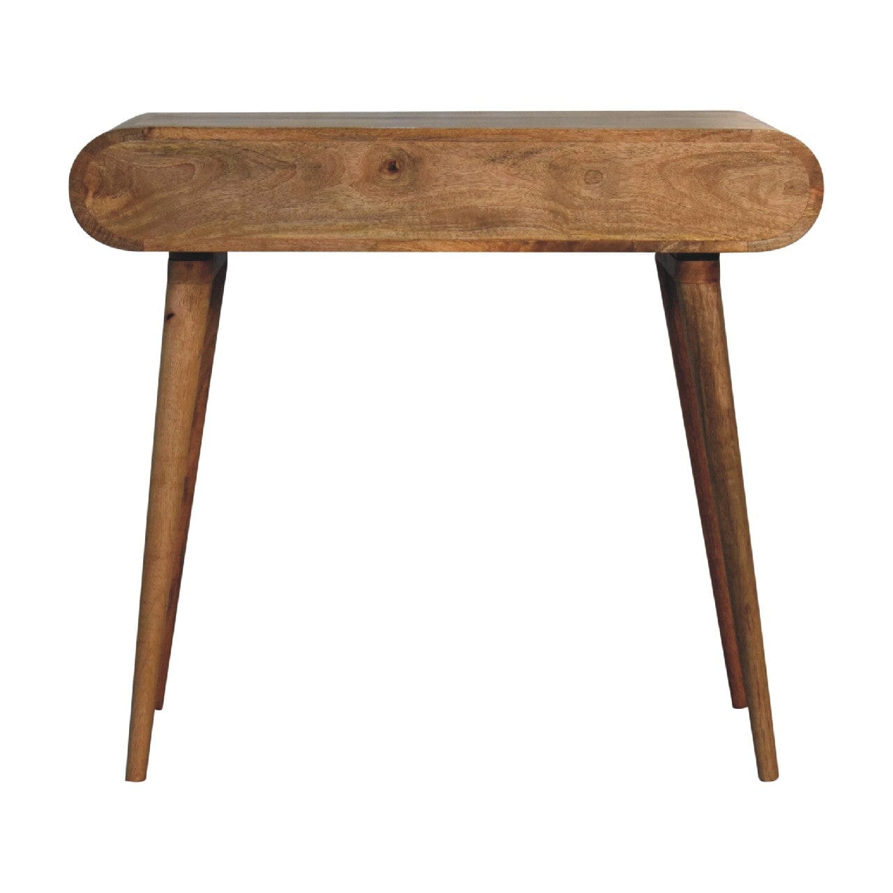 Curved Writing Desk - Solid Mango Wood Writing Table for Home Office - product view 9 showing handcrafted solid mango...