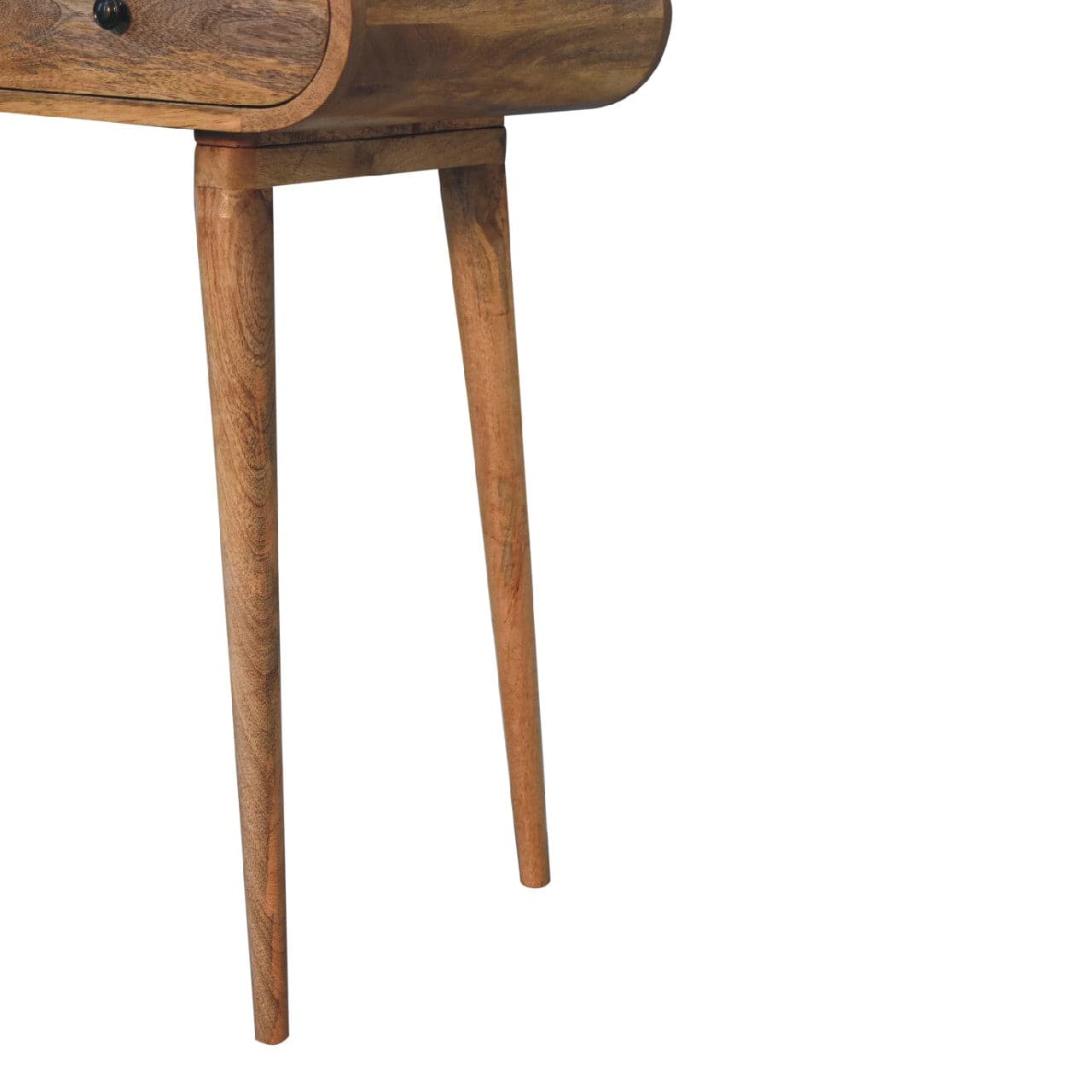 Curved Writing Desk - Solid Mango Wood Writing Table for Home Office - product view 7 showing handcrafted solid mango...