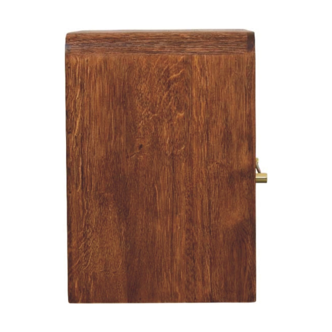 Curved Edge Nightstand - Solid Mango Wood Bedside Table for Bedroom - product view 8 showing handcrafted solid mango wood...