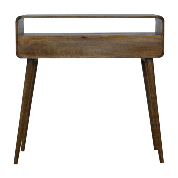 Curved Grey-wash Console Table - Solid Mango Wood Hallway Console for Entryway - product view 9 showing handcrafted solid...