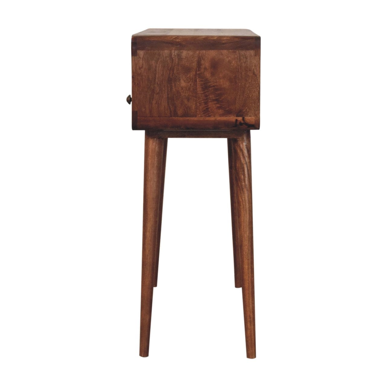 Curved Honey Caramel Console Table - Solid Mango Wood Hallway Console for Entryway - product view 9 showing handcrafted...