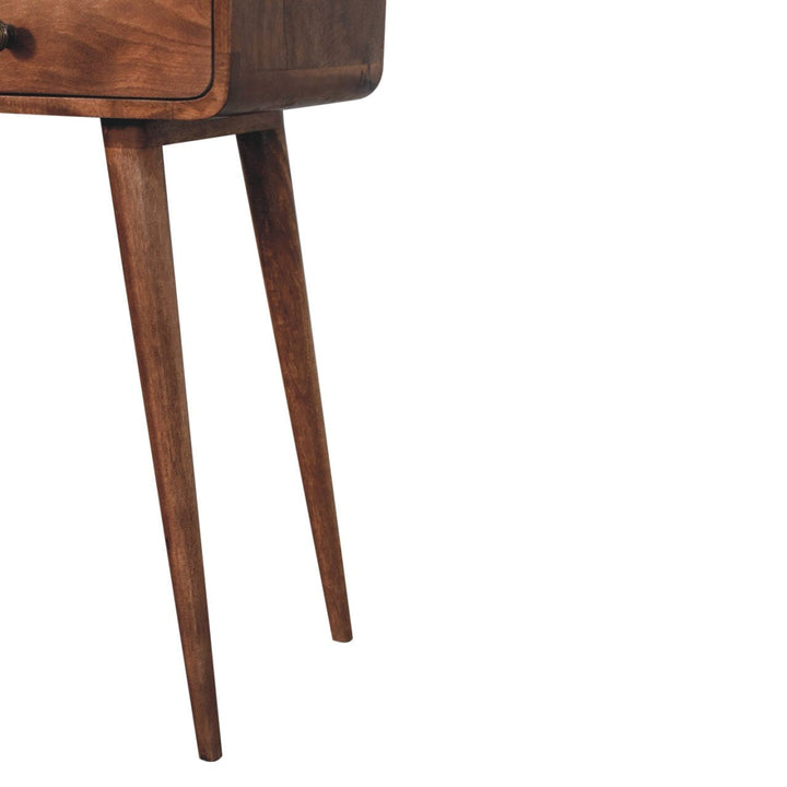 Curved Honey Caramel Console Table - Solid Mango Wood Hallway Console for Entryway - product view 8 showing handcrafted...