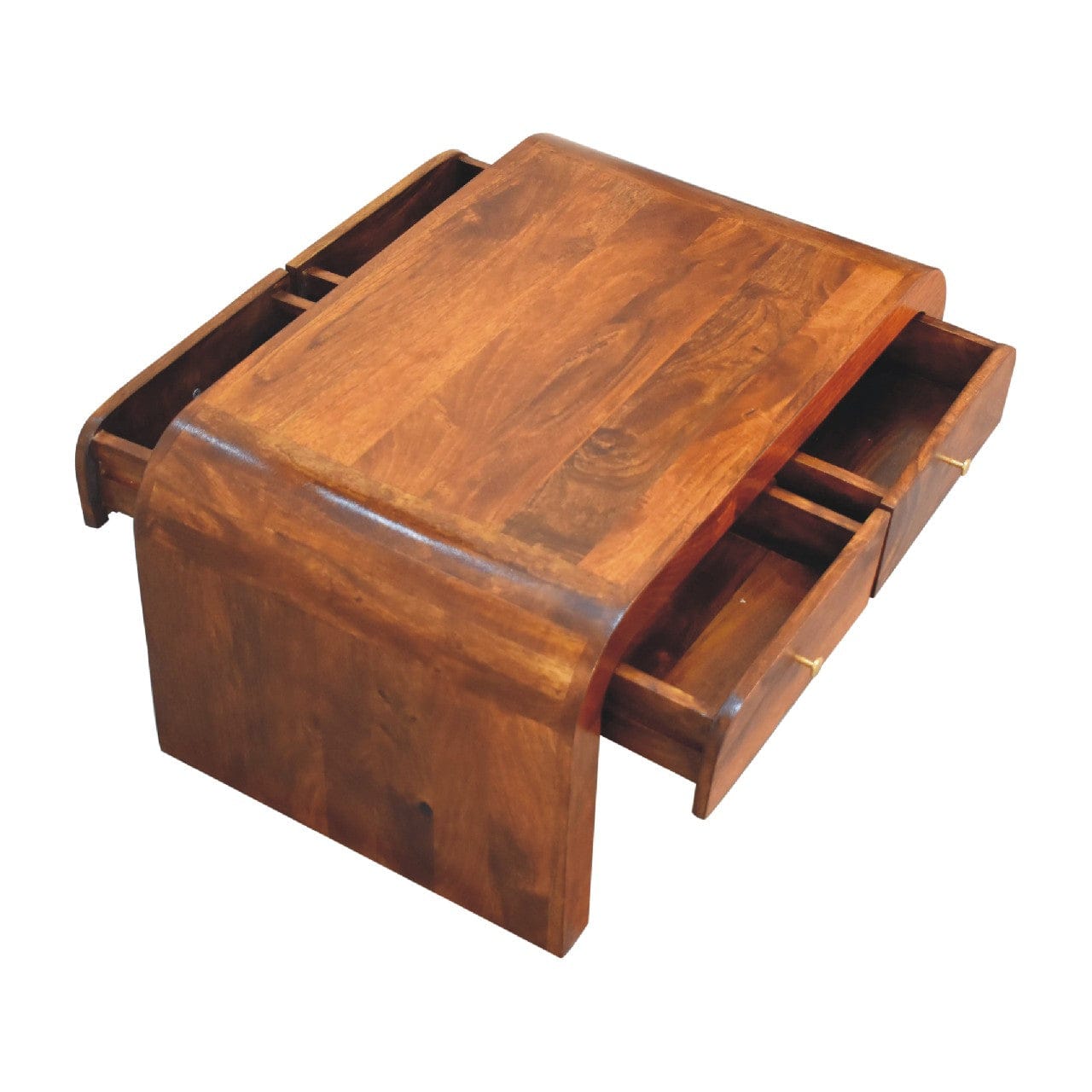 Darcy Chestnut Coffee Table - Solid Mango Wood Center Table for Living Room - product view 8 showing handcrafted solid...