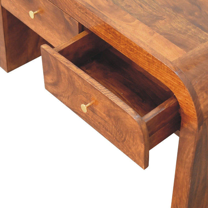 Darcy Chestnut Coffee Table - Solid Mango Wood Center Table for Living Room - product view 6 showing handcrafted solid...