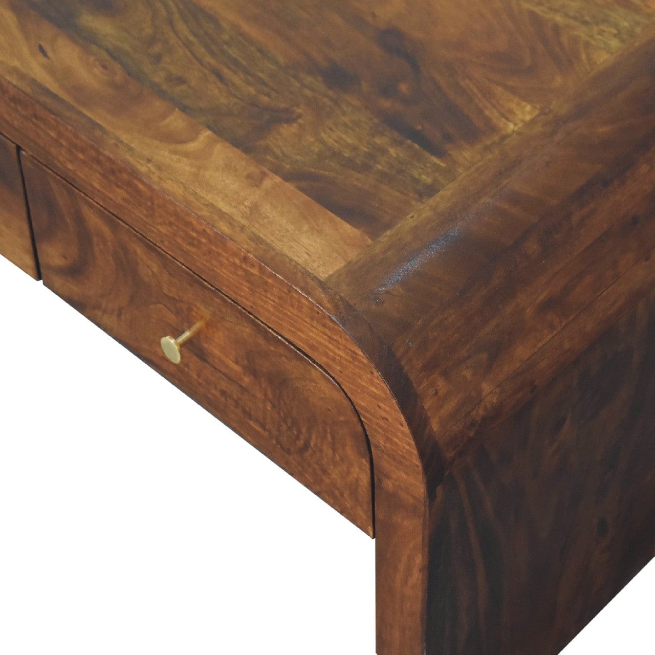 Darcy Chestnut Coffee Table - Solid Mango Wood Center Table for Living Room - product view 5 showing handcrafted solid...