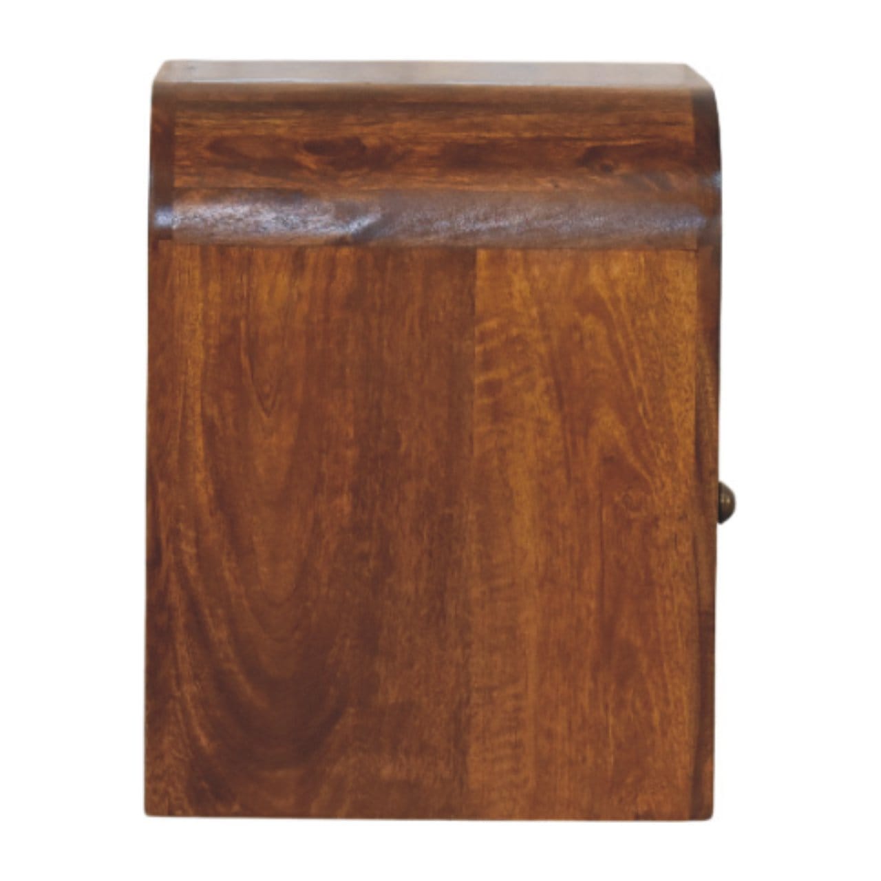 Darcy Chestnut Nightstand - Solid Mango Wood Bedside Table for Bedroom - product view 7 showing handcrafted solid mango...
