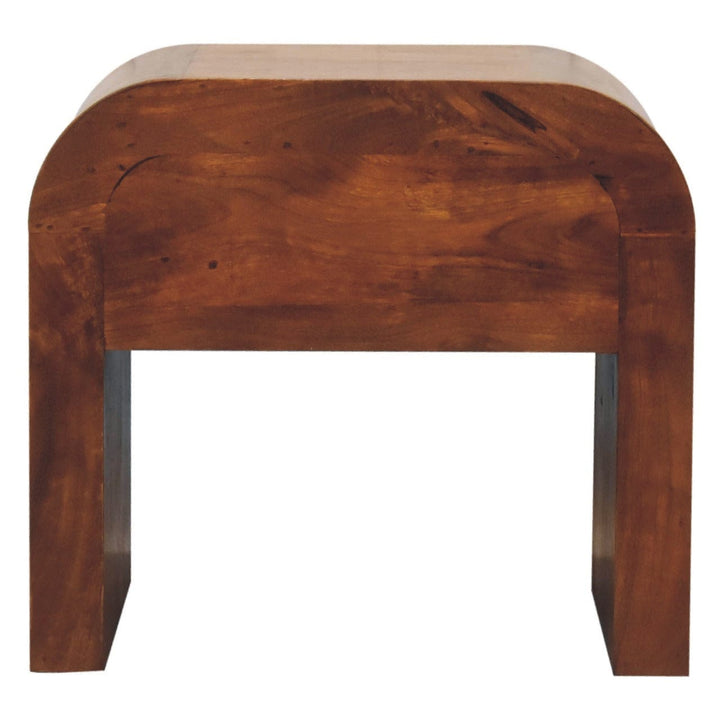 Darcy Chestnut Nightstand - Solid Mango Wood Bedside Table for Bedroom - product view 9 showing handcrafted solid mango...