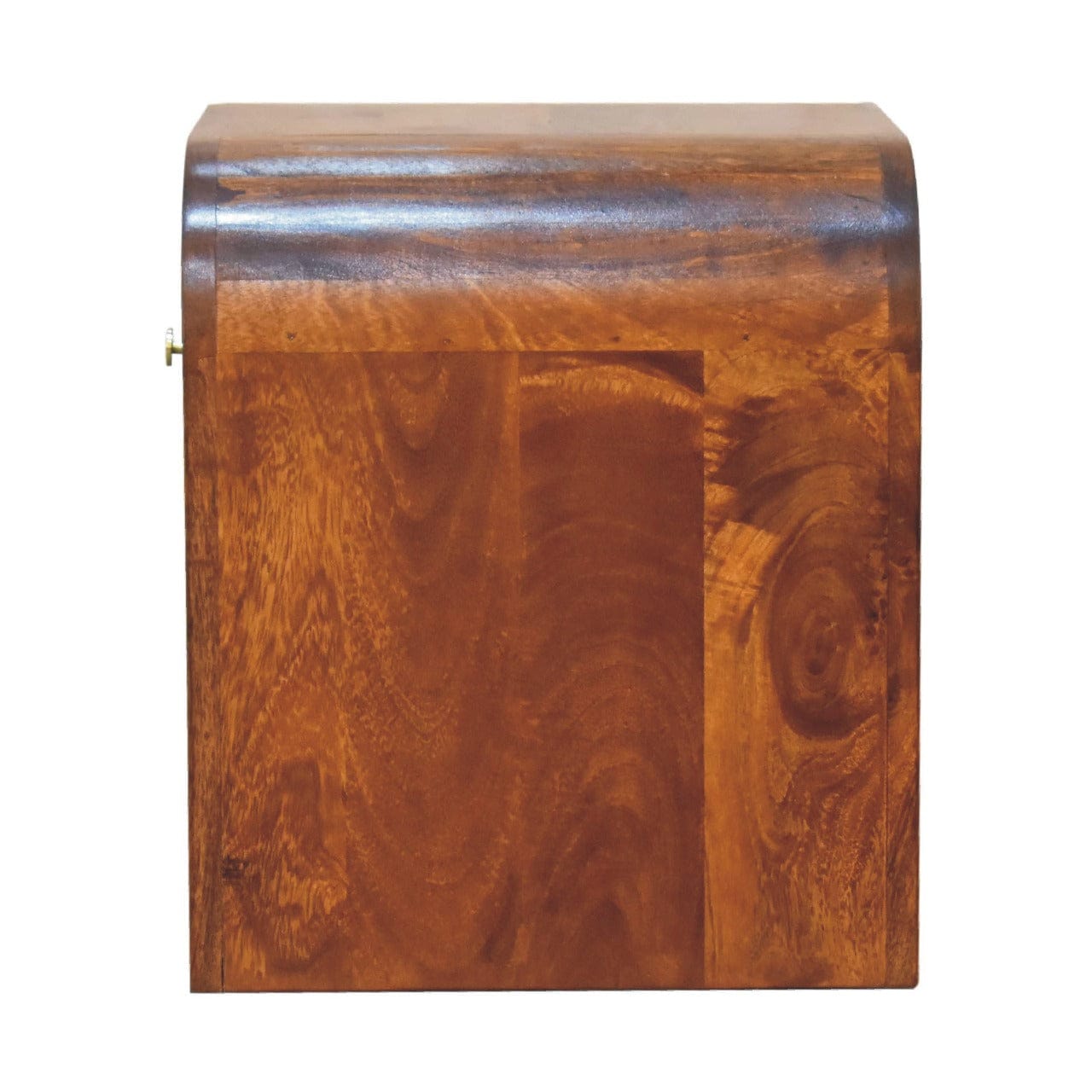 Darcy Chestnut Nightstand - Solid Mango Wood Bedside Table for Bedroom - product view 8 showing handcrafted solid mango...