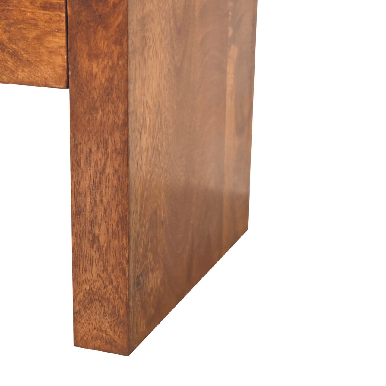 Darcy Chestnut Nightstand - Solid Mango Wood Bedside Table for Bedroom - product view 7 showing handcrafted solid mango...