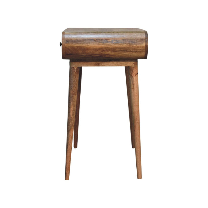 Curved Writing Desk - Solid Mango Wood Writing Table for Home Office - product view 8 showing handcrafted solid mango...