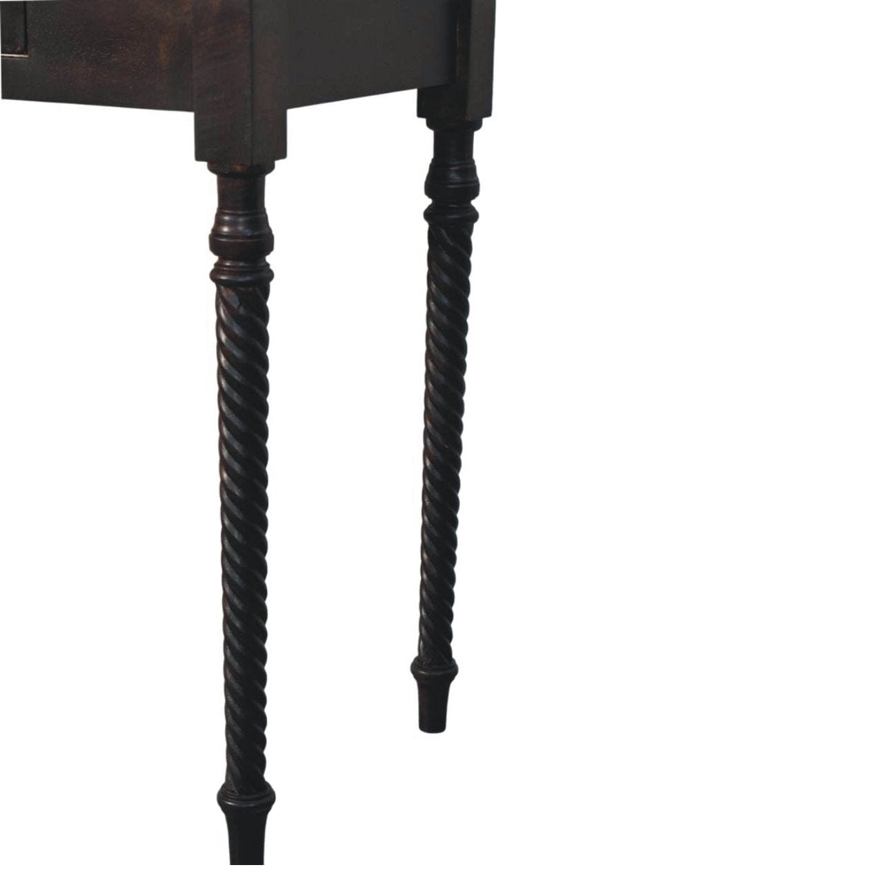 Cordelier Turned-Leg Writing Desk - Solid Mango Wood Writing Table for Home Office - product view 7 showing handcrafted...