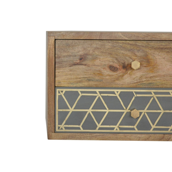Dice Floating Nightstand - Solid Mango Wood Bedside Table for Bedroom - product view 4 showing handcrafted solid mango...