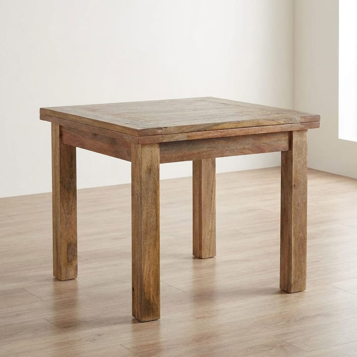 Extendable Butterfly Dining Table - Solid Mango Wood Kitchen Table - main view showing handcrafted solid mango wood...