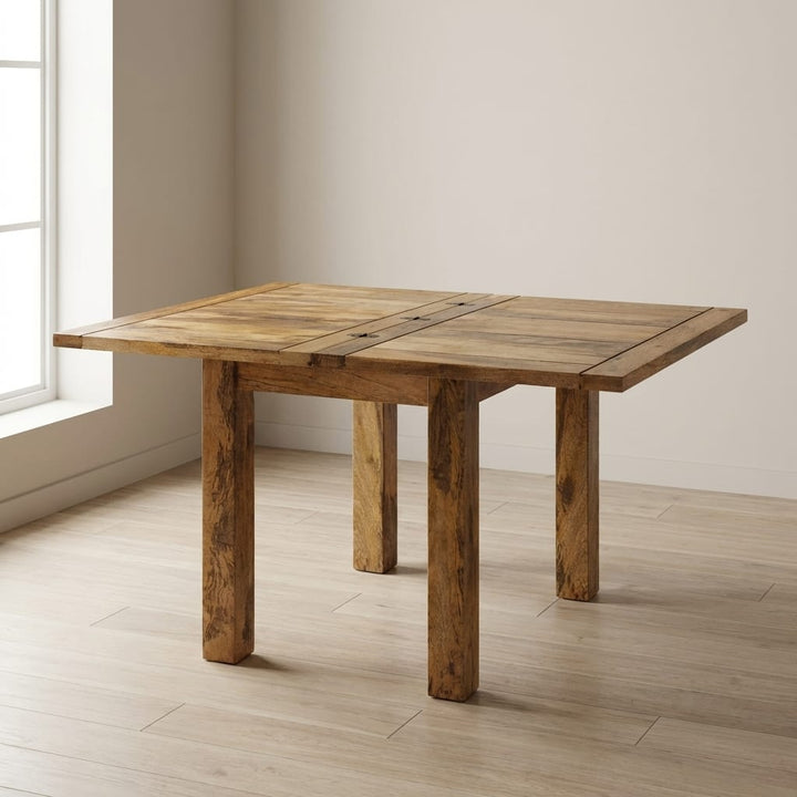 Granary Butterfly Dining Table - Solid Mango Wood Kitchen Table - main view showing handcrafted solid mango wood dining table