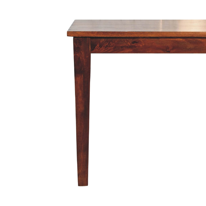 Mid-Century Modern Chestnut Dining Table - Solid Mango Wood Kitchen Table - product view 3 showing handcrafted solid...