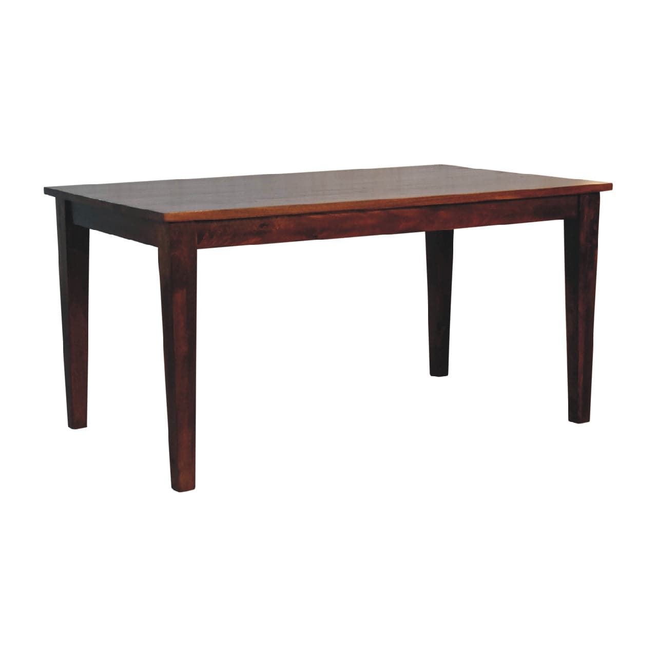 Mid-Century Modern Chestnut Dining Table - Solid Mango Wood Kitchen Table - product view 2 showing handcrafted solid...