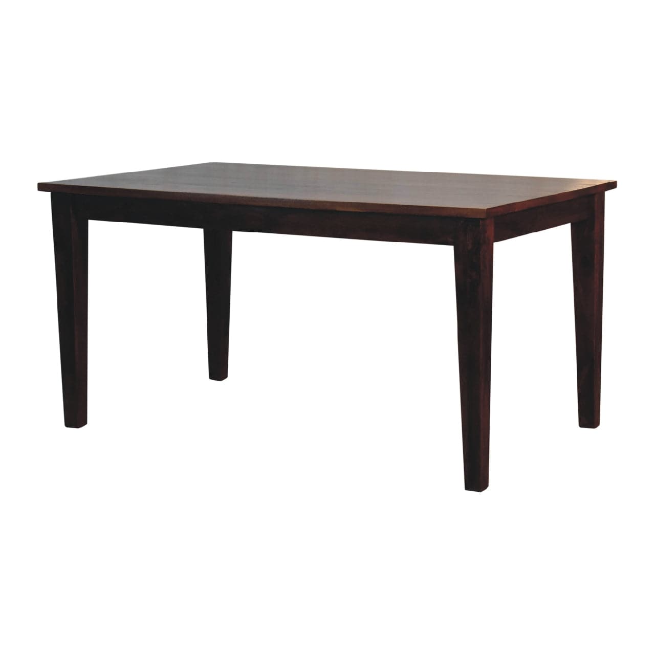 Mid-Century Modern Chestnut Dining Table - Solid Mango Wood Kitchen Table - main view showing handcrafted solid mango...