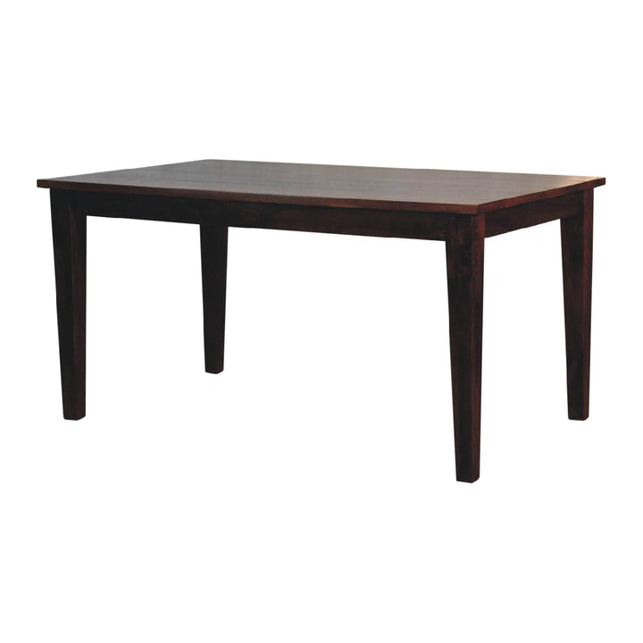 Mid-Century Modern Chestnut Dining Table - Solid Mango Wood Kitchen Table - main view showing handcrafted solid mango...