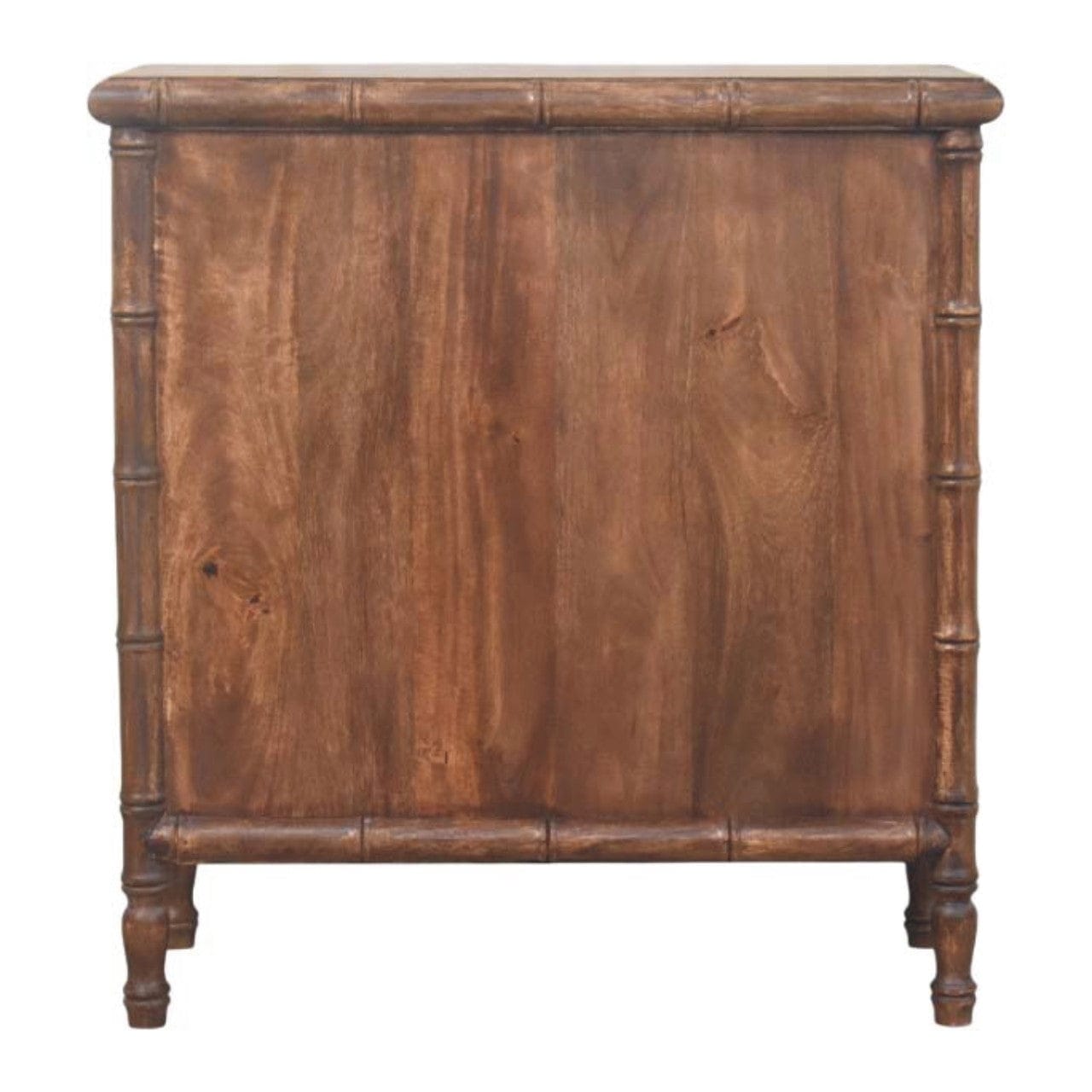 Carved Bamboo 3-Drawer Dresser - Solid Mango Wood Storage Chest for Bedroom - product view 9 showing handcrafted solid...