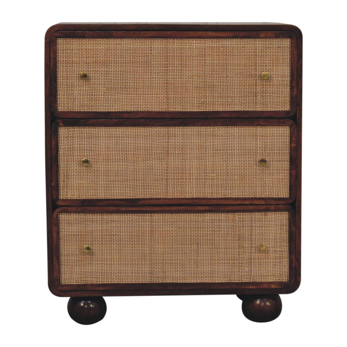 Chestnut Woven Dresser - Solid Mango Wood Storage Chest for Bedroom - main view showing handcrafted solid mango wood dresser