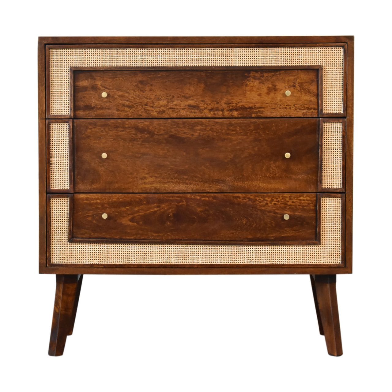 Close-knit Chestnut Dresser - Solid Mango Wood Storage Chest for Bedroom - main view showing handcrafted solid mango wood...
