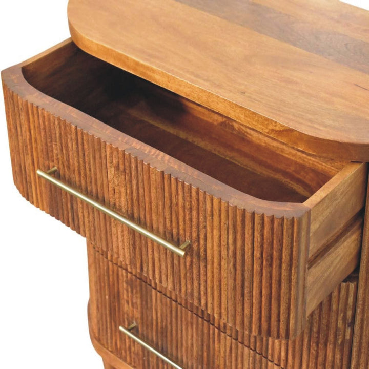 Emerson Ribbed 3-Drawer Dresser - Solid Mango Wood Storage Chest for Bedroom - product view 6 showing handcrafted solid...
