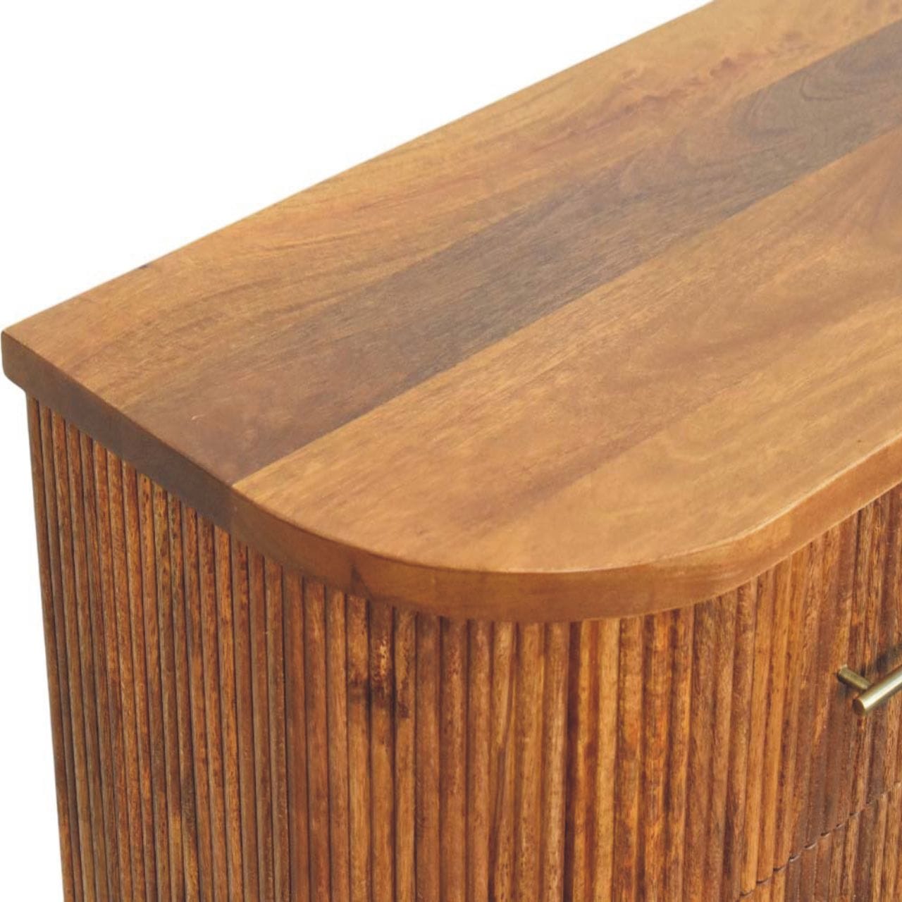 Emerson Ribbed 3-Drawer Dresser - Solid Mango Wood Storage Chest for Bedroom - product view 5 showing handcrafted solid...