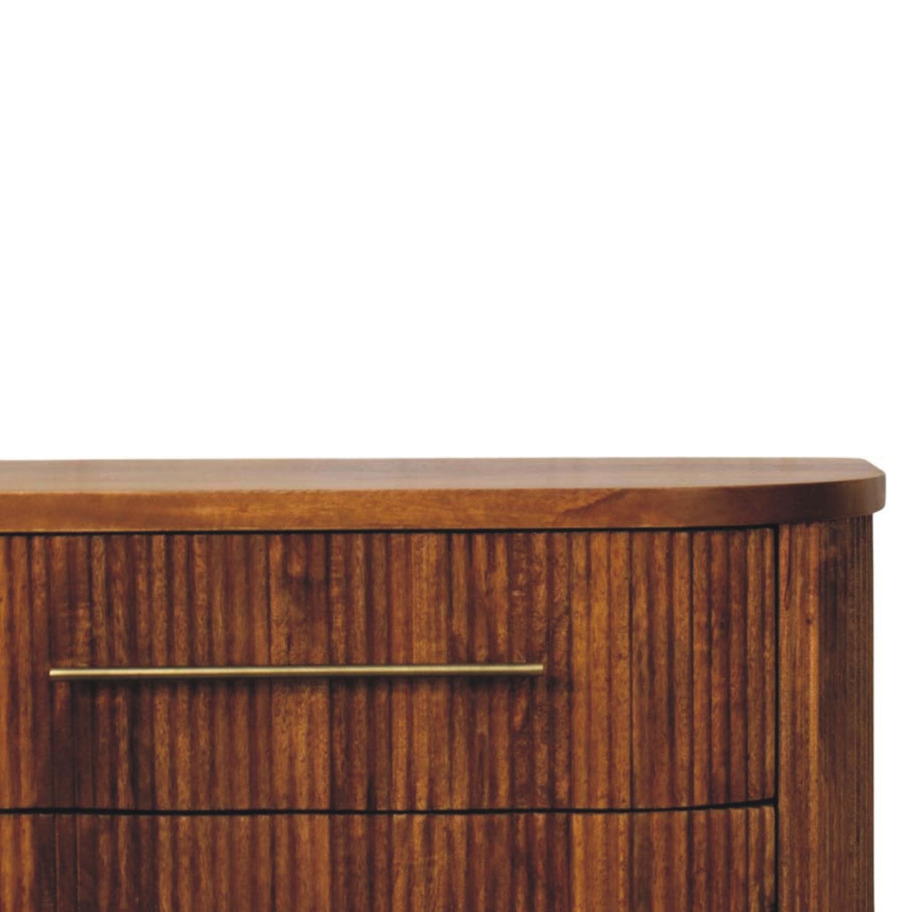 Emerson Ribbed 3-Drawer Dresser - Solid Mango Wood Storage Chest for Bedroom - product view 4 showing handcrafted solid...
